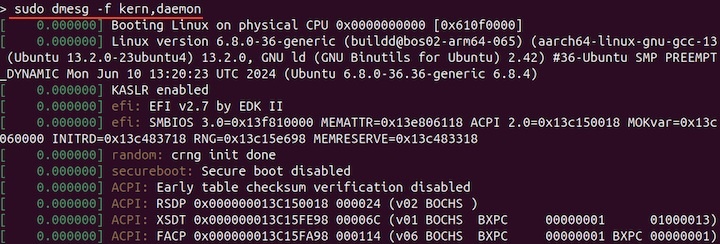 dmesg Command Output using Facilities 2