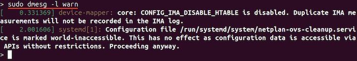 dmesg Command Output using Log Level 1