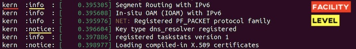 dmesg Output with both Facility and Level