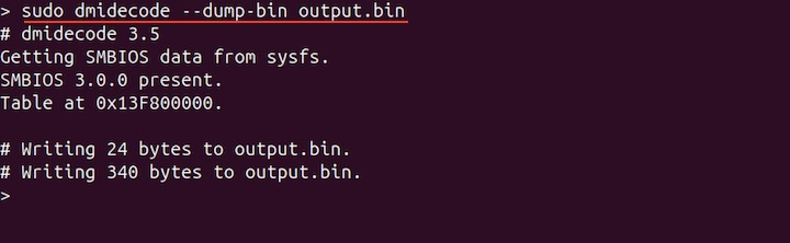 Dumping DMI Table Entries to File in Binary Format 1