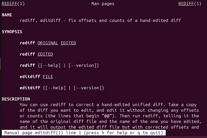 editdiff Command Manual Page 1