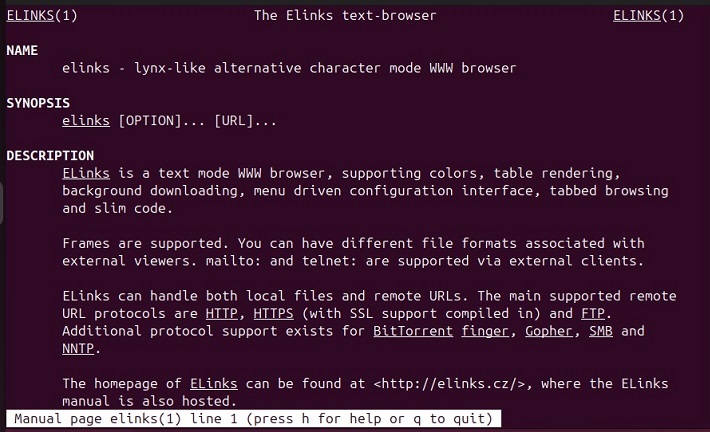 elinks Manual Page