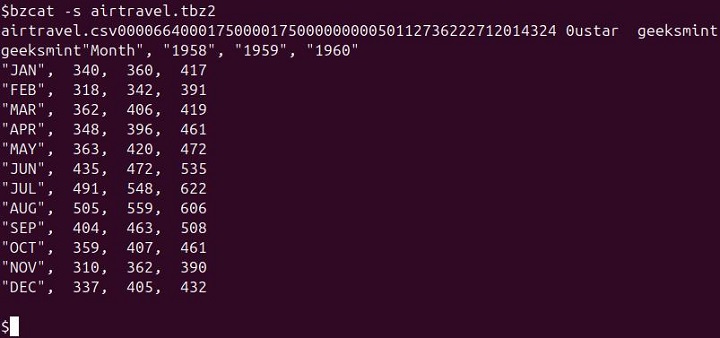 Examples of the bzcat command 4