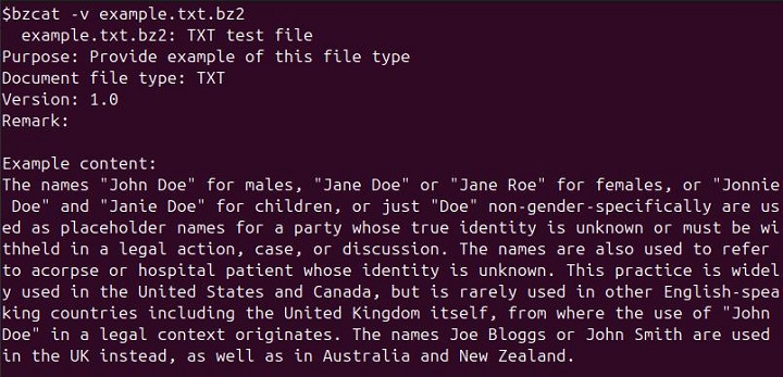 Examples of the bzcat command 6