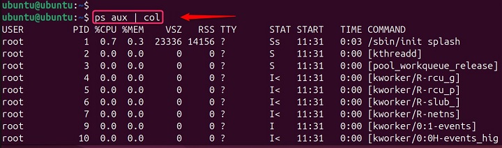 Formatting output from another command