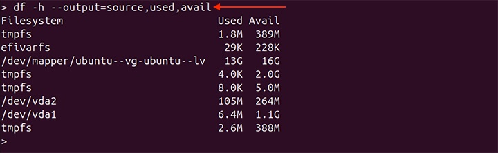 Getting Customized Output df Command