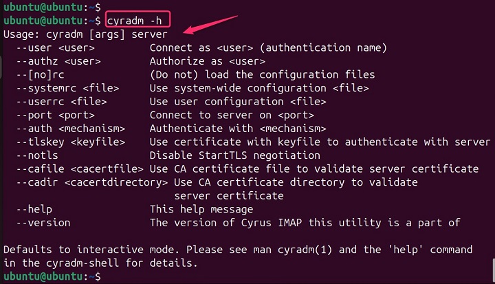 Getting Help in cyradm Command