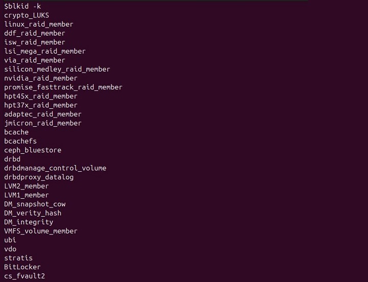 List All Known Filesystems and RAIDs