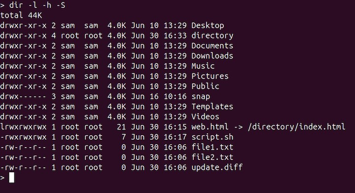 Listing Contents by File Size