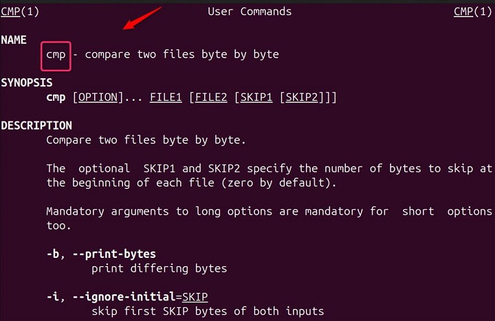 Manual Page cmp command