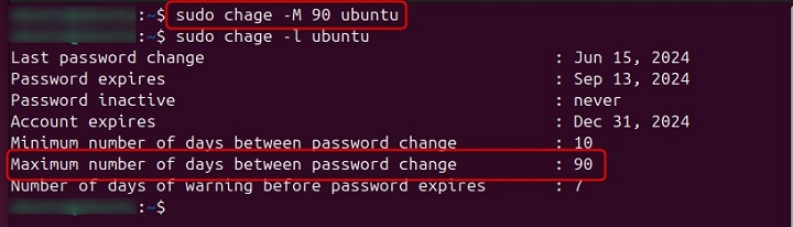 Maximum Days between Password Change