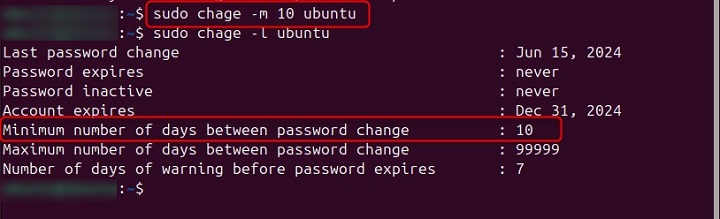 Minimum Days between Password Change