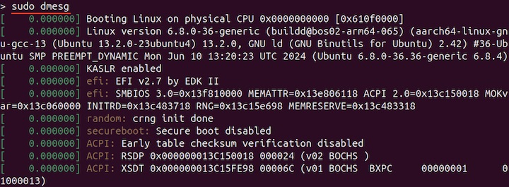 Printing All Kernel Messages dmesg