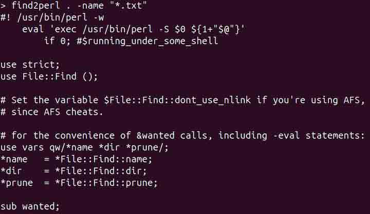 Translating find Command to Perl Code 1