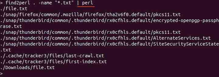 Translating find Command to Perl Code 2