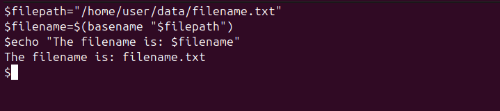 Using basename in bash script