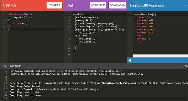 Use of WASM Explorer