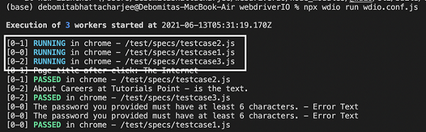 Executed Successfully Screen