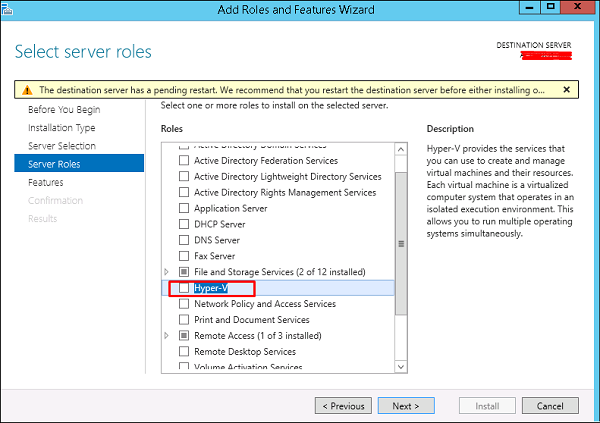 Hyper-V Server Role