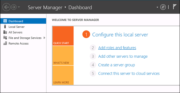 Opening Server Manager