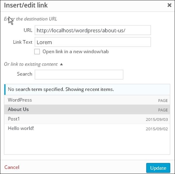 WordPress Edit Links