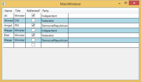 Output of Datagrid