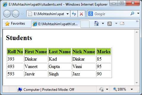 XPath Relative Path Output