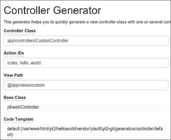 Generate Controller